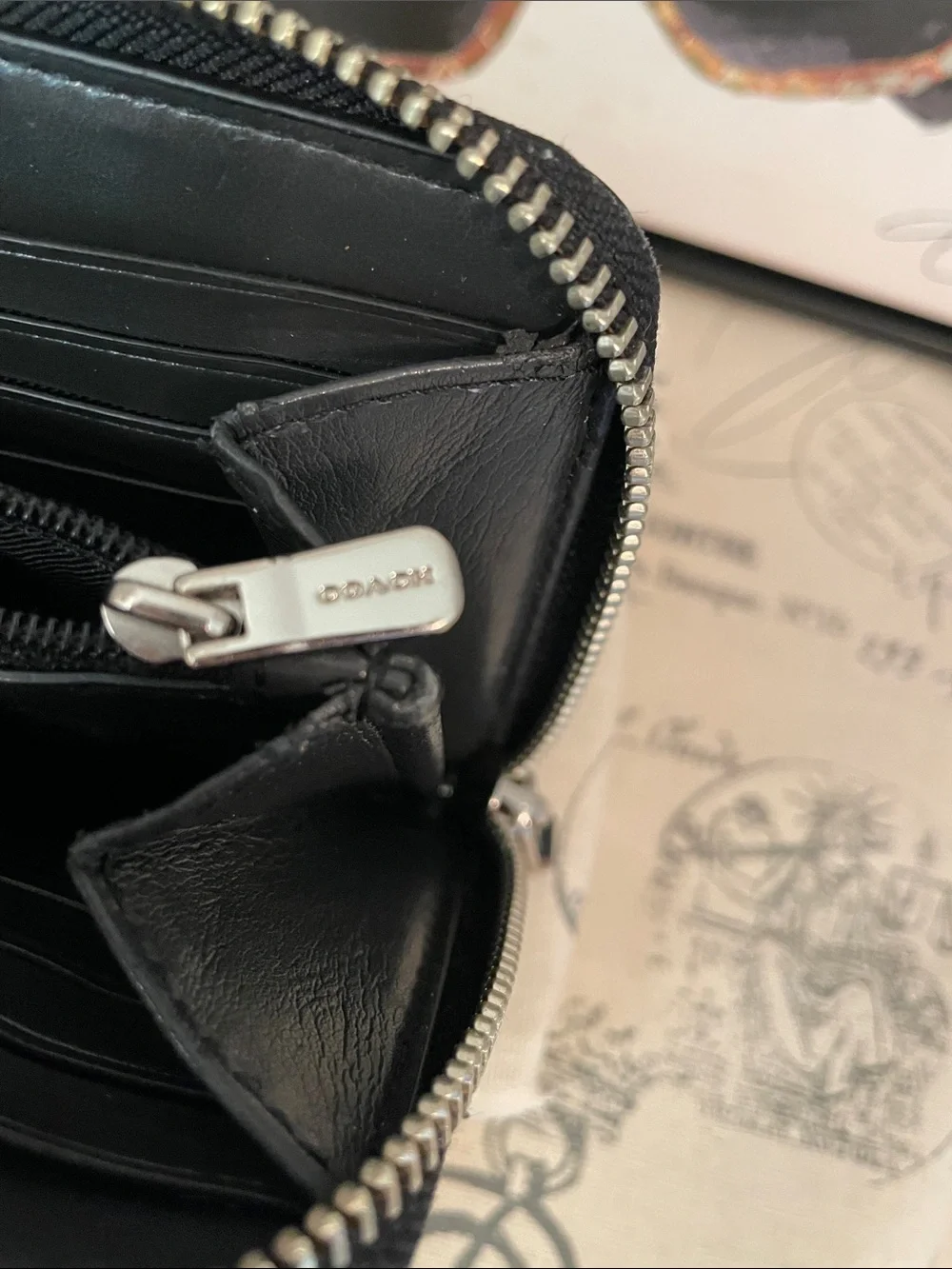 Coach Black and Gray Signature Zip Wallet - Picture 15 of 16